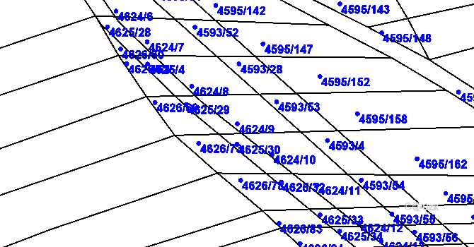 Parcela st. 4624/9 v KÚ Vlčnov, Katastrální mapa