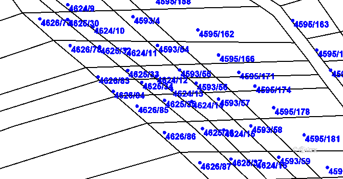 Parcela st. 4624/13 v KÚ Vlčnov, Katastrální mapa