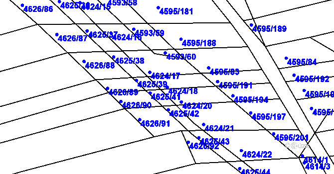 Parcela st. 4624/18 v KÚ Vlčnov, Katastrální mapa