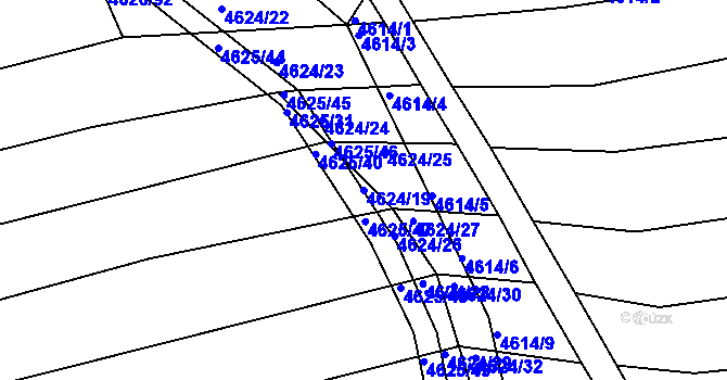 Parcela st. 4624/19 v KÚ Vlčnov, Katastrální mapa