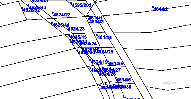 Parcela st. 4624/25 v KÚ Vlčnov, Katastrální mapa