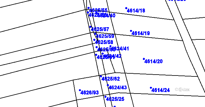 Parcela st. 4624/42 v KÚ Vlčnov, Katastrální mapa