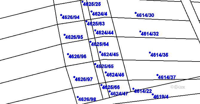 Parcela st. 4624/45 v KÚ Vlčnov, Katastrální mapa
