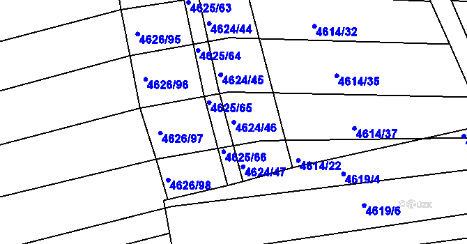 Parcela st. 4624/46 v KÚ Vlčnov, Katastrální mapa