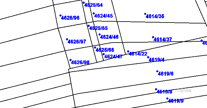 Parcela st. 4624/47 v KÚ Vlčnov, Katastrální mapa