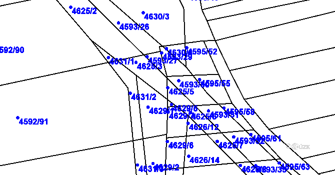 Parcela st. 4625/5 v KÚ Vlčnov, Katastrální mapa