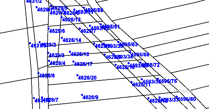 Parcela st. 4625/9 v KÚ Vlčnov, Katastrální mapa