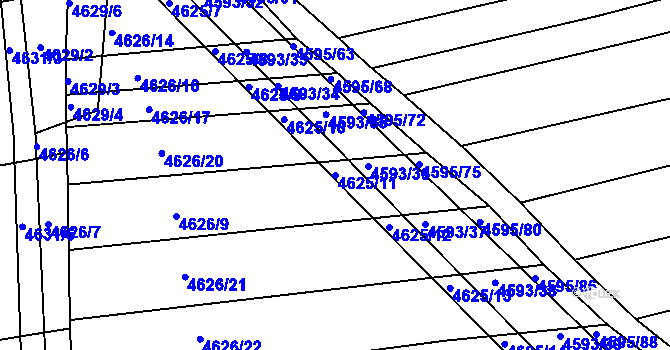 Parcela st. 4625/11 v KÚ Vlčnov, Katastrální mapa
