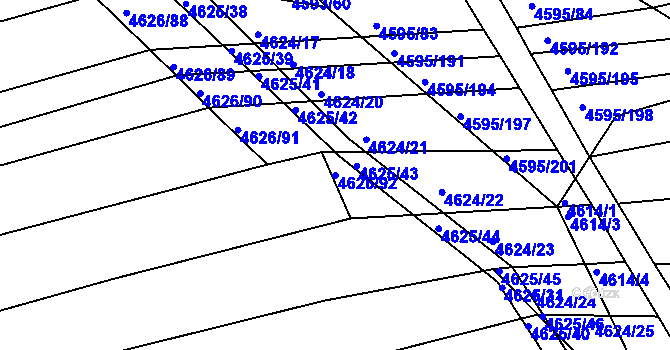 Parcela st. 4626/92 v KÚ Vlčnov, Katastrální mapa