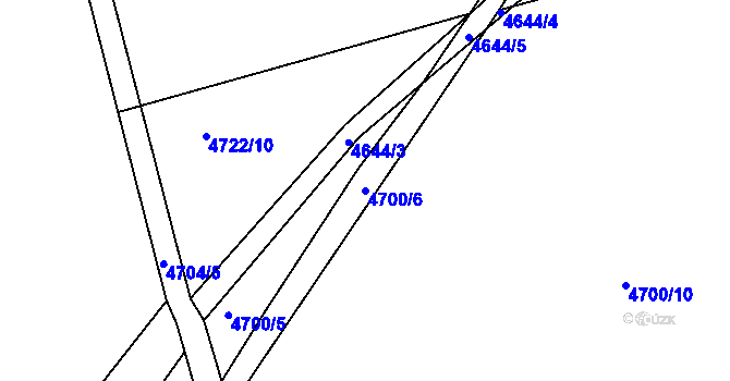 Parcela st. 4700/6 v KÚ Vlčnov, Katastrální mapa