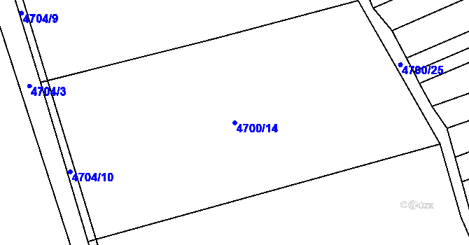 Parcela st. 4700/14 v KÚ Vlčnov, Katastrální mapa