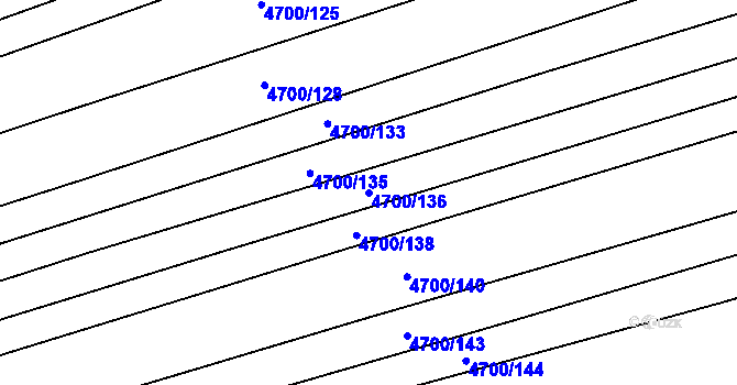 Parcela st. 4700/136 v KÚ Vlčnov, Katastrální mapa