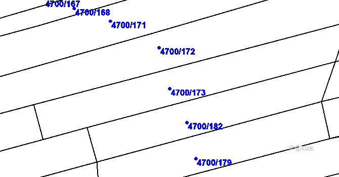Parcela st. 4700/173 v KÚ Vlčnov, Katastrální mapa