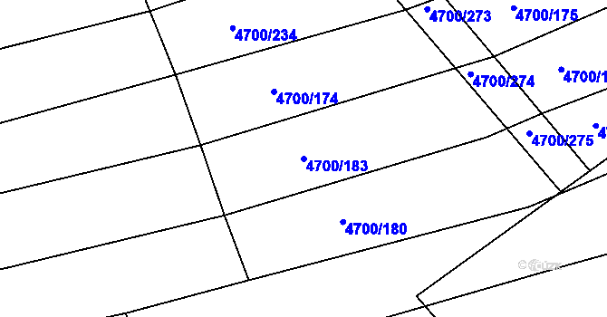 Parcela st. 4700/183 v KÚ Vlčnov, Katastrální mapa