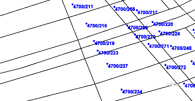 Parcela st. 4700/223 v KÚ Vlčnov, Katastrální mapa