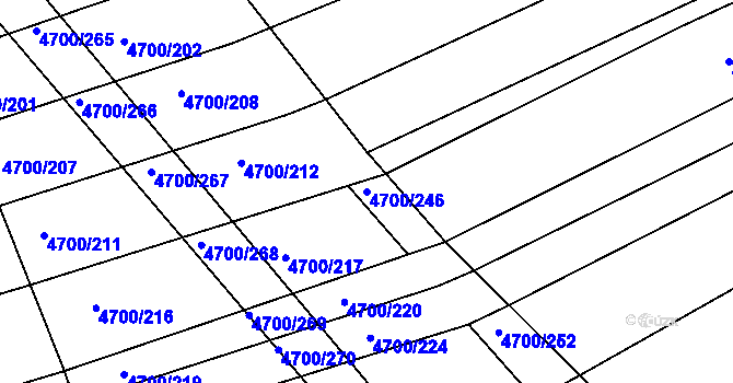 Parcela st. 4700/246 v KÚ Vlčnov, Katastrální mapa