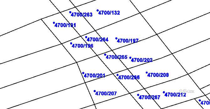 Parcela st. 4700/265 v KÚ Vlčnov, Katastrální mapa