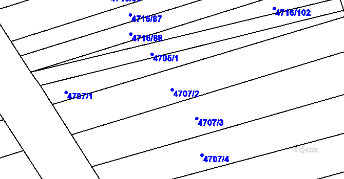 Parcela st. 4707/2 v KÚ Vlčnov, Katastrální mapa