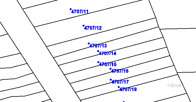 Parcela st. 4707/14 v KÚ Vlčnov, Katastrální mapa