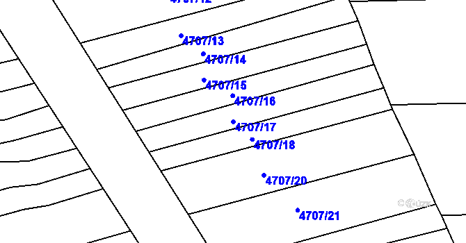 Parcela st. 4707/17 v KÚ Vlčnov, Katastrální mapa