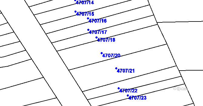 Parcela st. 4707/20 v KÚ Vlčnov, Katastrální mapa
