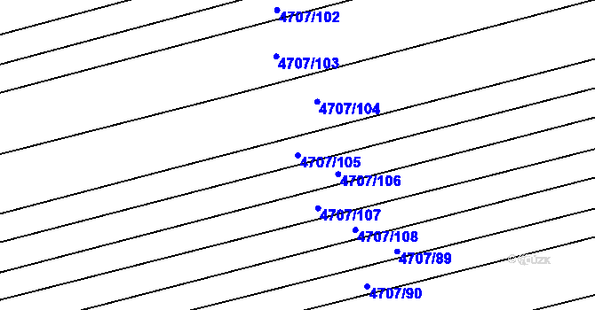 Parcela st. 4707/105 v KÚ Vlčnov, Katastrální mapa