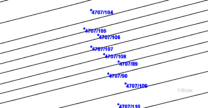 Parcela st. 4707/108 v KÚ Vlčnov, Katastrální mapa