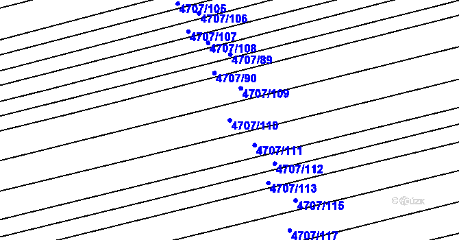 Parcela st. 4707/110 v KÚ Vlčnov, Katastrální mapa