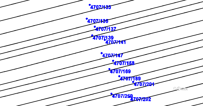Parcela st. 4707/147 v KÚ Vlčnov, Katastrální mapa