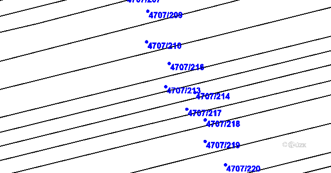 Parcela st. 4707/213 v KÚ Vlčnov, Katastrální mapa