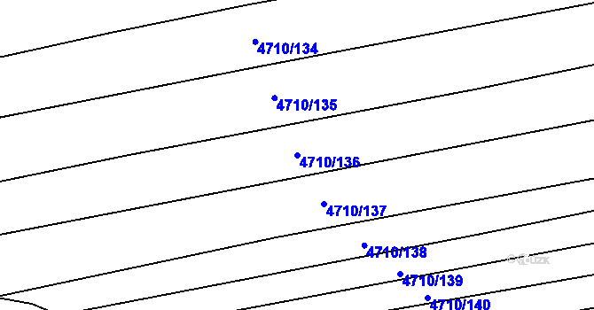 Parcela st. 4710/136 v KÚ Vlčnov, Katastrální mapa