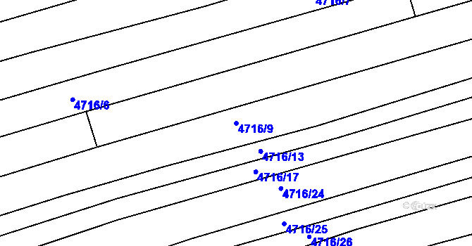 Parcela st. 4716/9 v KÚ Vlčnov, Katastrální mapa