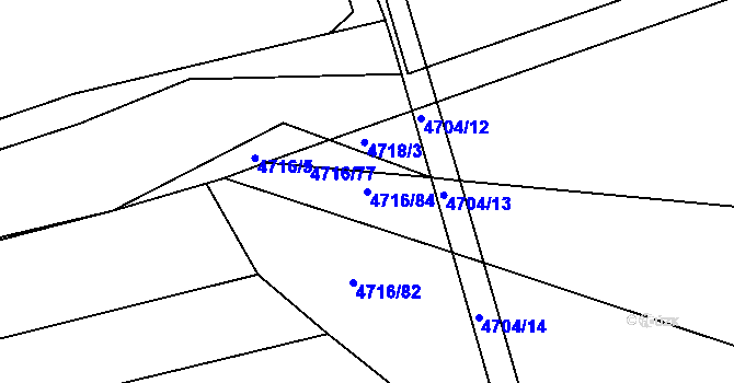 Parcela st. 4716/84 v KÚ Vlčnov, Katastrální mapa