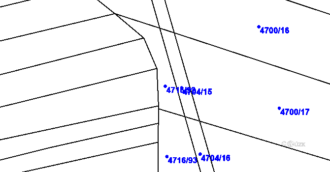 Parcela st. 4716/92 v KÚ Vlčnov, Katastrální mapa