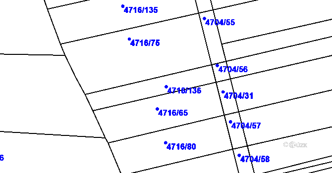 Parcela st. 4716/136 v KÚ Vlčnov, Katastrální mapa