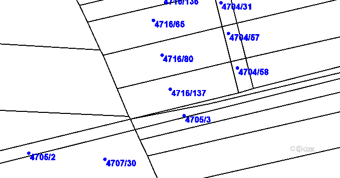 Parcela st. 4716/137 v KÚ Vlčnov, Katastrální mapa