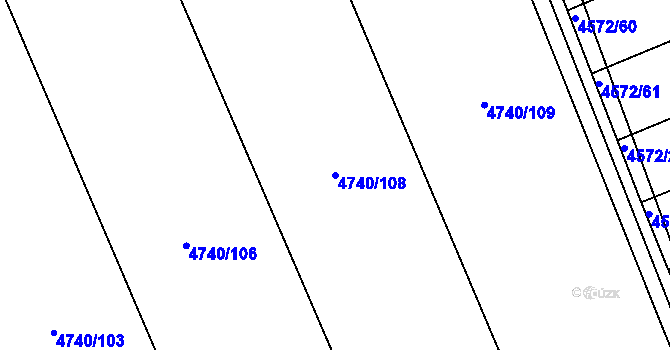 Parcela st. 4740/108 v KÚ Vlčnov, Katastrální mapa