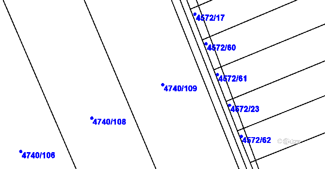 Parcela st. 4740/109 v KÚ Vlčnov, Katastrální mapa