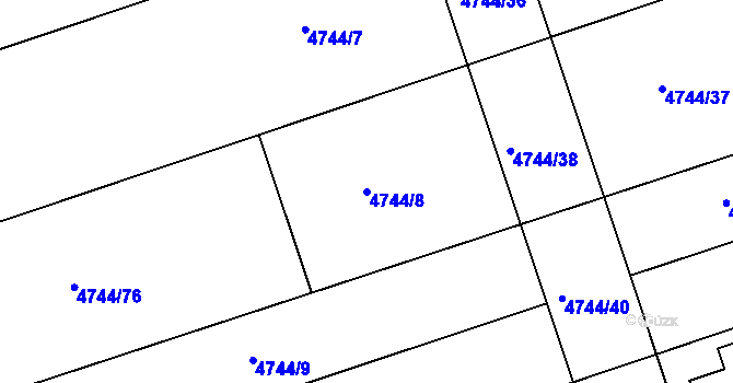 Parcela st. 4744/8 v KÚ Vlčnov, Katastrální mapa