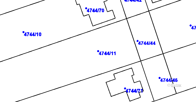 Parcela st. 4744/11 v KÚ Vlčnov, Katastrální mapa