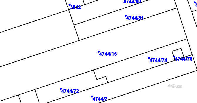 Parcela st. 4744/15 v KÚ Vlčnov, Katastrální mapa