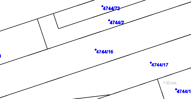 Parcela st. 4744/16 v KÚ Vlčnov, Katastrální mapa