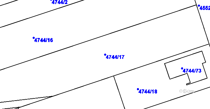 Parcela st. 4744/17 v KÚ Vlčnov, Katastrální mapa