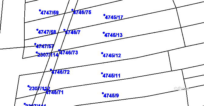 Parcela st. 4745/12 v KÚ Vlčnov, Katastrální mapa