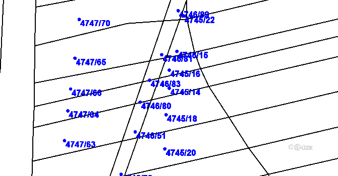 Parcela st. 4745/14 v KÚ Vlčnov, Katastrální mapa