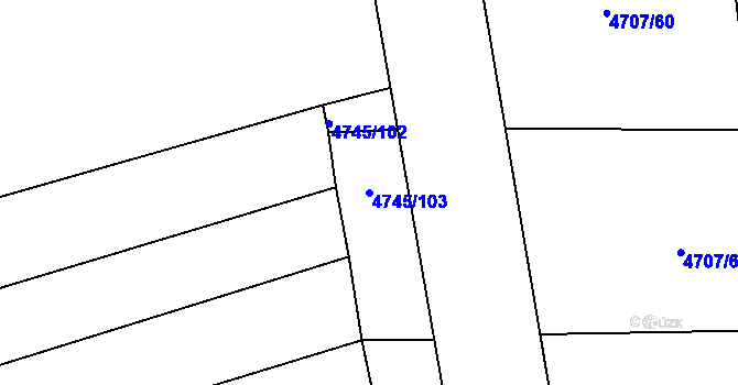 Parcela st. 4745/103 v KÚ Vlčnov, Katastrální mapa