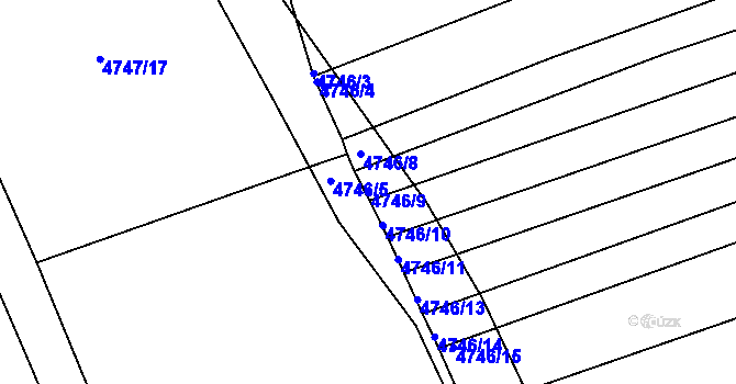 Parcela st. 4746/9 v KÚ Vlčnov, Katastrální mapa