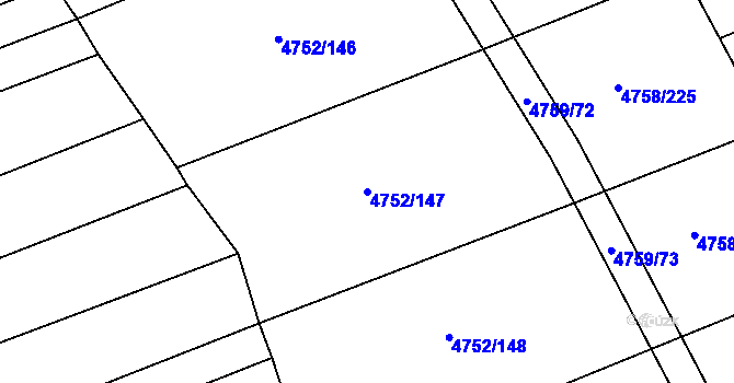 Parcela st. 4752/147 v KÚ Vlčnov, Katastrální mapa