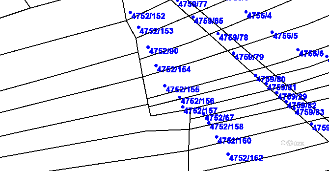 Parcela st. 4752/155 v KÚ Vlčnov, Katastrální mapa