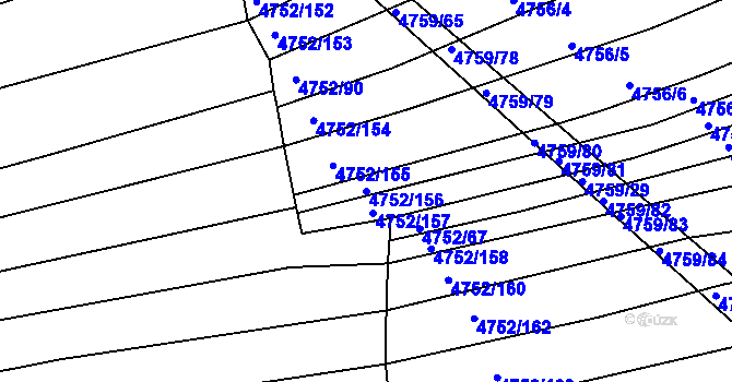 Parcela st. 4752/156 v KÚ Vlčnov, Katastrální mapa